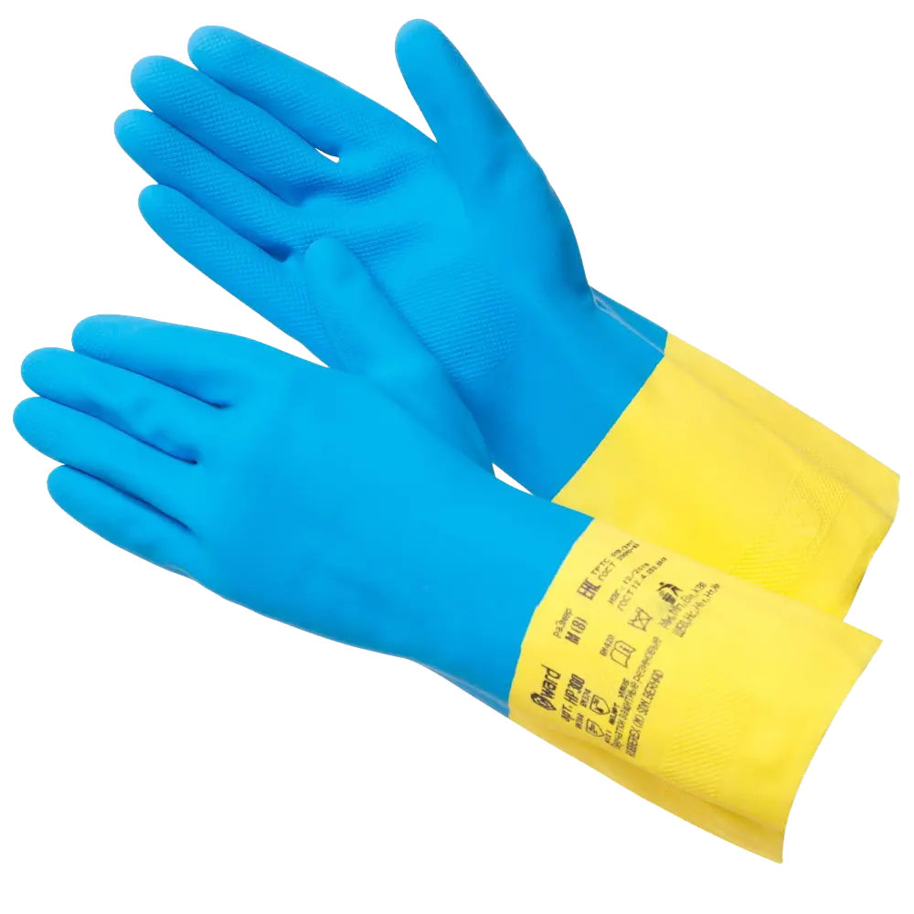 Перчатки HP300 из латекса и неопрена Желтый/Синий 12/120 (GWARD.HP300)